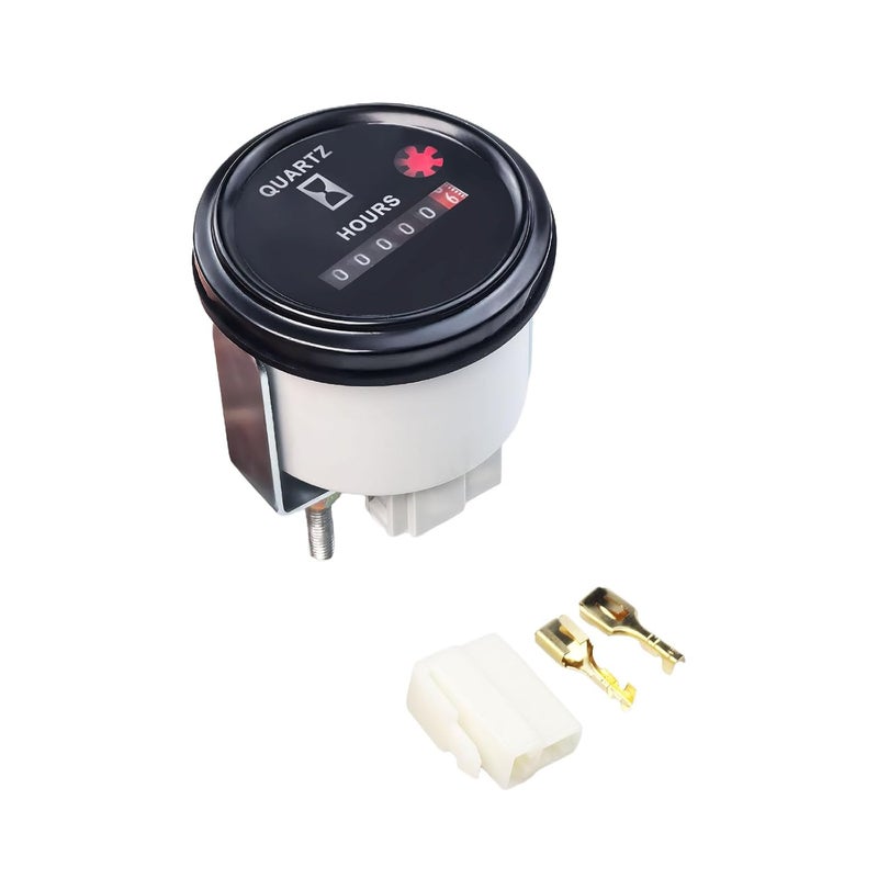 Flylin عداد ساعات كواتز AC/DC 12-36V، عداد ساعات دائري مع أطراف توصيل، عداد ساعات بحري للقوارب للسيارات ATV UTV الثلجية والجرارات والمولدات - Image 1